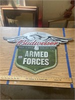 Metal Budweiser armed forces sign