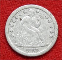 1859 O Seated Liberty Silver Dime