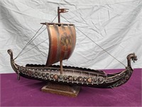 Vintage bronze and copper Viking Ship Edward