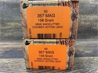 2 50 Round boxes of H&M .357 mag 158 grain semi wa