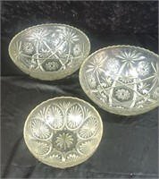 3 pattern glass bowls