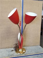 MID CENTURY TULIP LAMP W/ CATTAILS