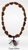 Vintage Asian Amber Prayer Beads Necklace