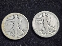 1917 & 1918S Liberty Walking Half Dollars