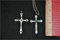 (2) Mkd Sterling "Cross" pendants