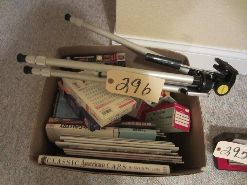 Classic Car book, Tripod, exercise videos, misc