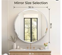 USHOWER 36" Round Frameless Wall Mirror with