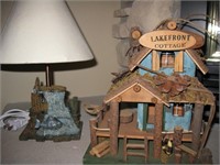 Cottage Bird House & Fishing Lamp