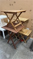 5 FOLDING WOOD PATIO ACCENT TABLES
