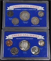 (2) AMERICANA SERIES SILVER 5-COIN SETS