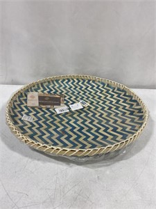 MADETERRA ROUND BAMBOO TRAY - WAVE BLUE - 19.7IN