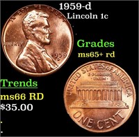 1959-d Lincoln Cent 1c Grades Gem+ Unc RD
