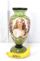 Antique Transferware & Moriage Art Nouveau Vase