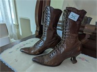 Victorian Brown Lace up Boots