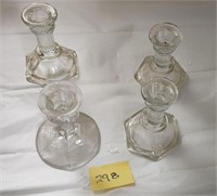 Set of 4 candle holders glass heavy