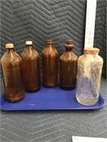 Vintage Glass Bottles Tray Lot of 5 Clorox Mott’s