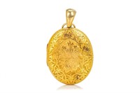 LARGE ANTIQUE 14K YELLOW GOLD LOCKET PENDANT, 12g