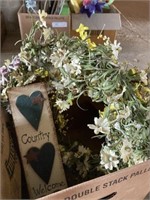 Box Lot- Home Decor. and Artificial Flowers