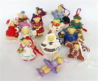 Painted Resin Bear Ornaments, lot of 13