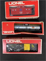 Lionel three cars, rolling stock
