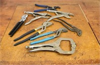 Assortment of Adjustable Pliers & Wrench