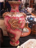 22" high ceramic rose vase decorated with fish,