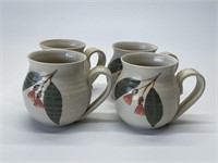 Set of Four Signed Art Pottery Cups 3.25in T