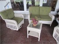 5 pc resin white wicker patio furniture set