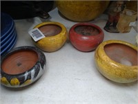 4 Small Red Clay Mexican Planters