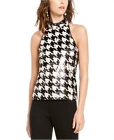 $80  INC Women Sequined Houndstooth Top size large