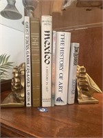 BOOKS AND BRASS BOOKENDS