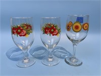 3 Assorted Wine Glasses