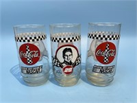 3 Vintage Nascar Coca Cola Glasses