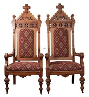 PAIR OF 19th CENTURY GOTHIC REVIVAL ARMCHAIRS