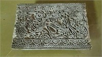 Antique wood print block  with floral pattern