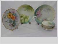 Hand Painted Bowls & Plate marked RS