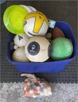 Bin of Balls Footballs Soccer & Volleyballs