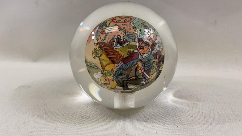 Vintage Large Reverse Painted Chinese Paper Weight