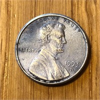1993 D Lincoln Memorial Penny - Silver Color