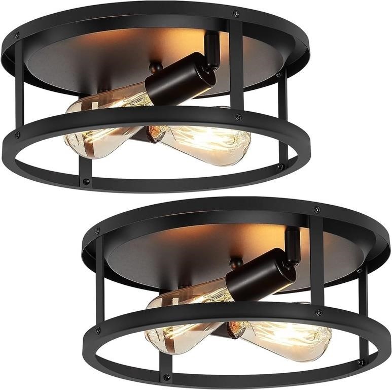 (N) XPEHK 2 Pack Flush Mount Ceiling Light,Industr