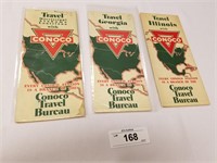 Trio of Vintage Mid 30's Conoco Road Maps