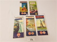 Selection of 5 Vintage 40's & 50's Calso Road Maps