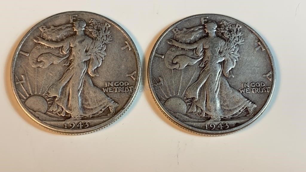 1943 Walking Liberty Half Dollars