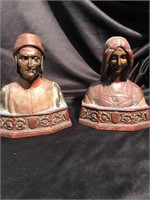 Antique brass bookends man and woman