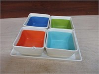 5 Piece Tray with 4 Bowls Serving Set