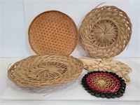 Vintage woven straw trays & trivets