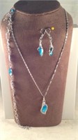20" necklace blue gemstone with bracelet and