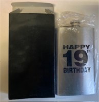 Happy 19th Birthday Flask-New/Unopened