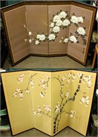 Two Vintage Japanese Painted Folding Screens