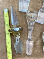 7 Large Crystal, Blown Glass + Decanter Stoppers